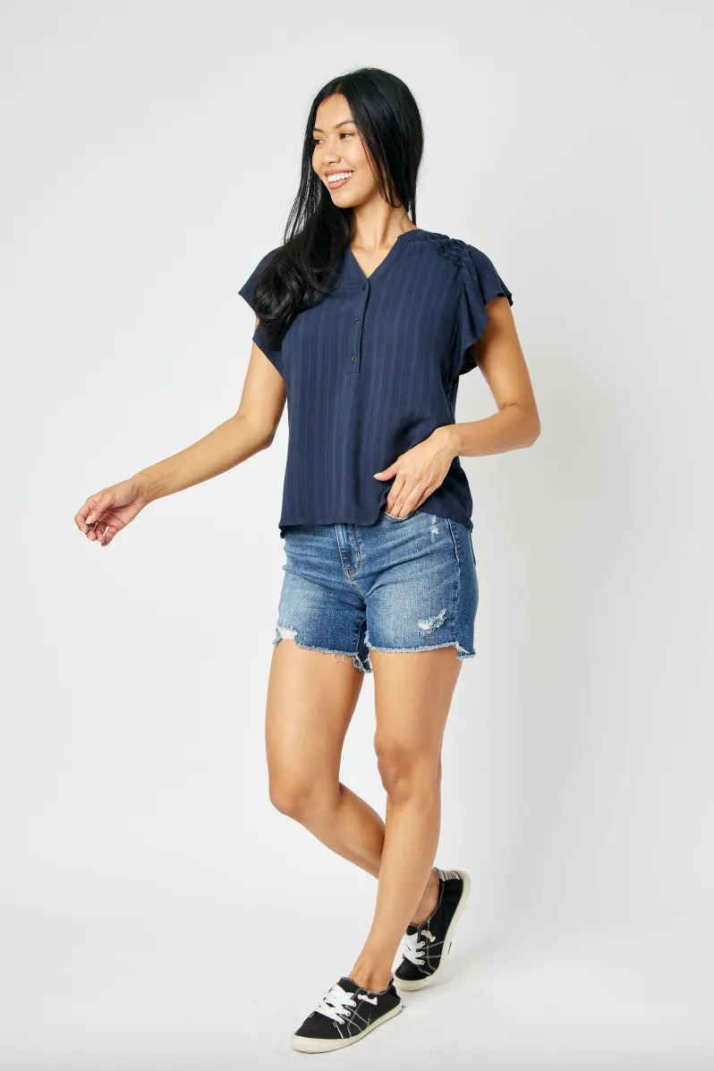 Judy Blue Hi-Lo Hem Destroyed Shorts