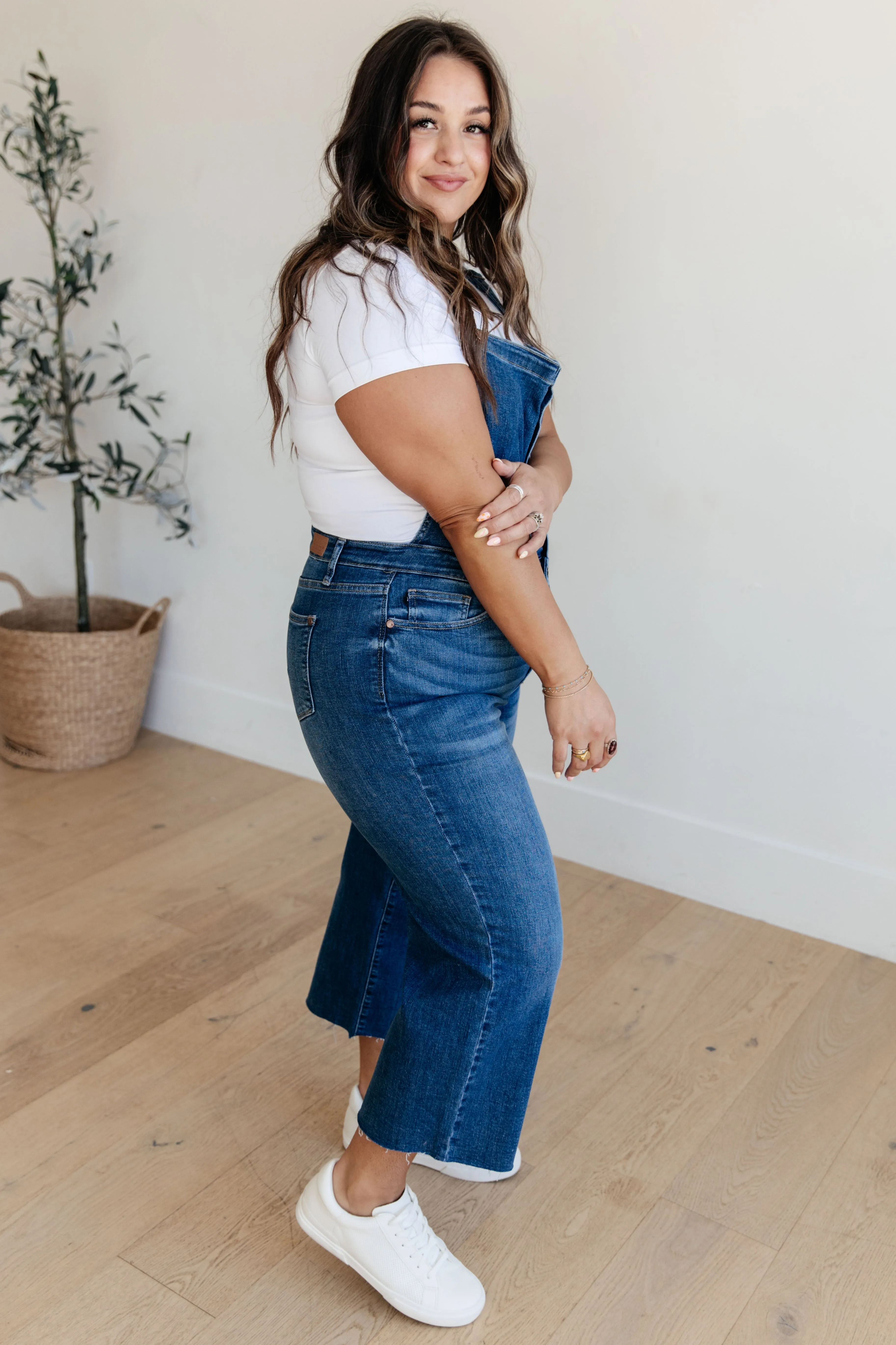 Judy Blue Priscilla High Rise Crop Wide Leg Denim Overalls