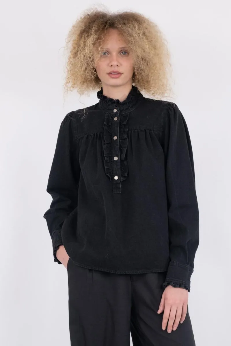 Justine Denim Shirt | Black | Skjorte fra Neo Noir