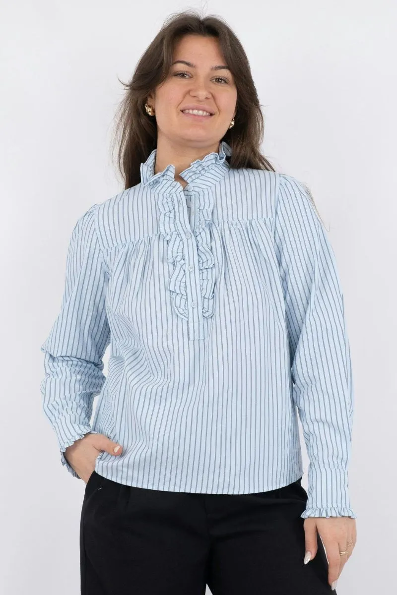 Justine Stripe Shirt | Light Blue | Skjorte fra Neo Noir