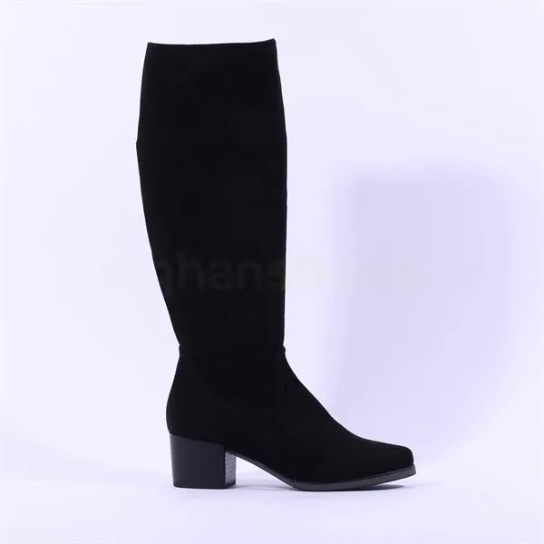 Kania Pullon Blockheel Long Boot - Black Stretch