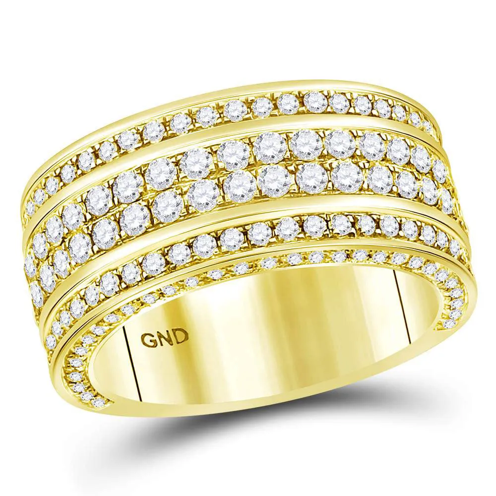 Keene Jewelers 14kt Yellow Gold Mens Round Diamond Luxury Lined Band Ring 2-3/4 Cttw