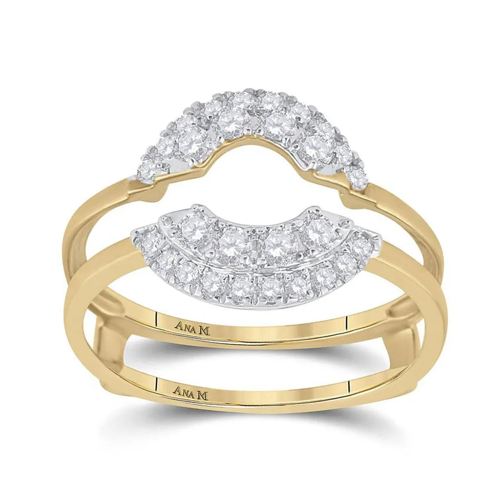 Keene Jewelers 14kt Yellow Gold Womens Round Diamond Wedding Wrap Ring Guard Enhancer 1/2 Cttw