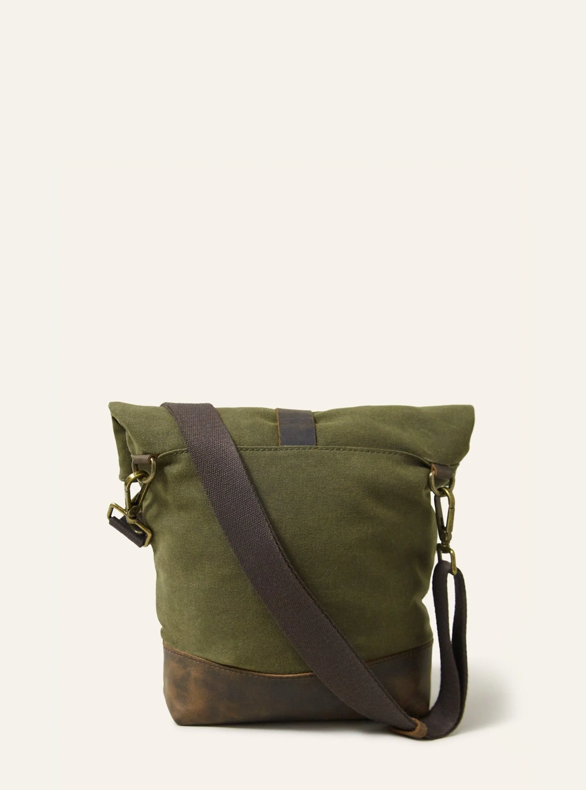 Khaki Lapa Waxed Cotton Roll Top Crossbody