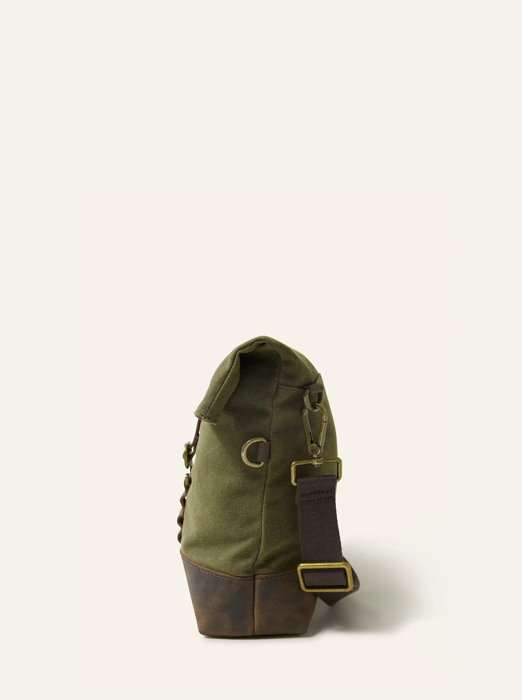 Khaki Lapa Waxed Cotton Roll Top Crossbody