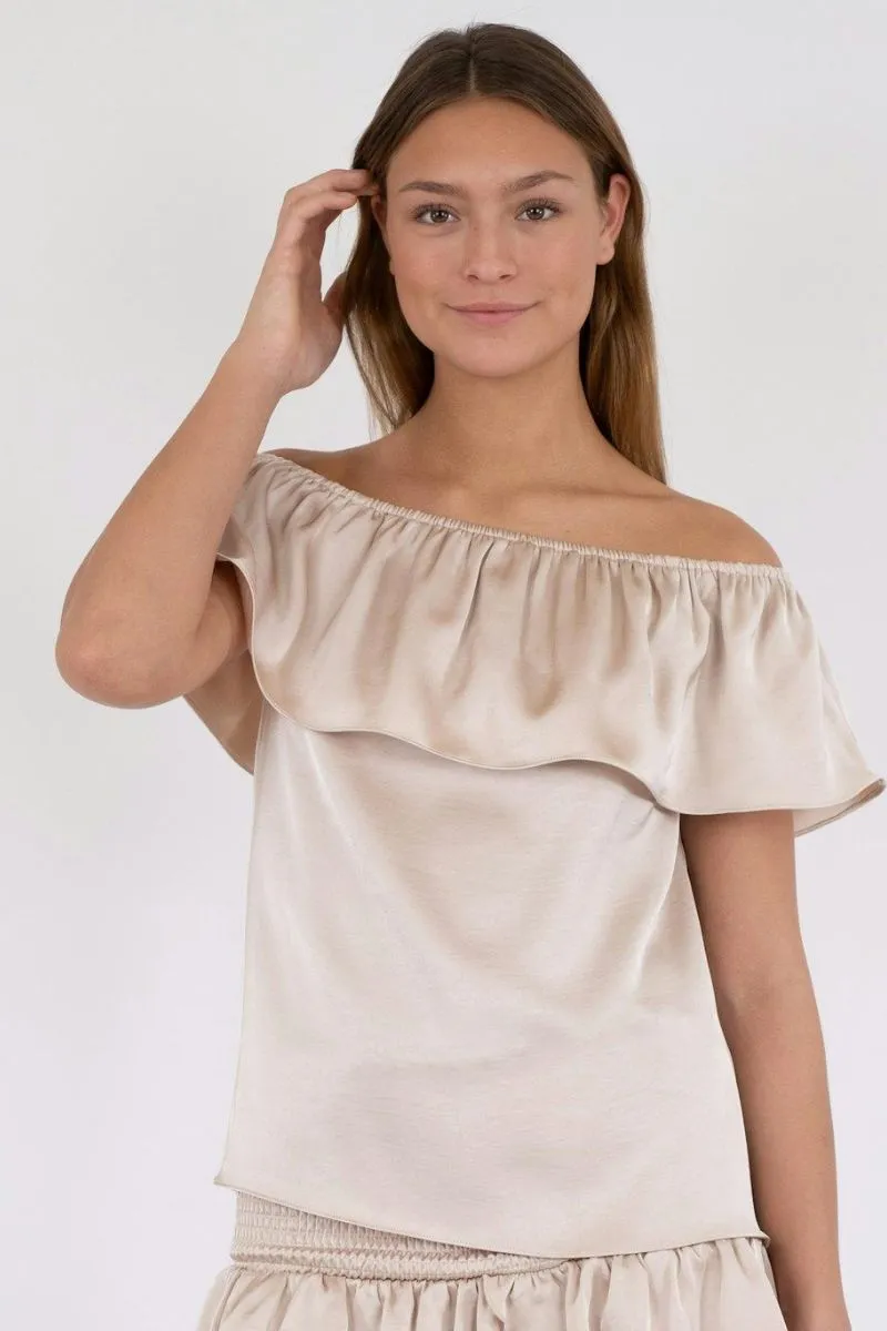 Kris Heavy Sateen Top | Champagne | Top fra Neo Noir