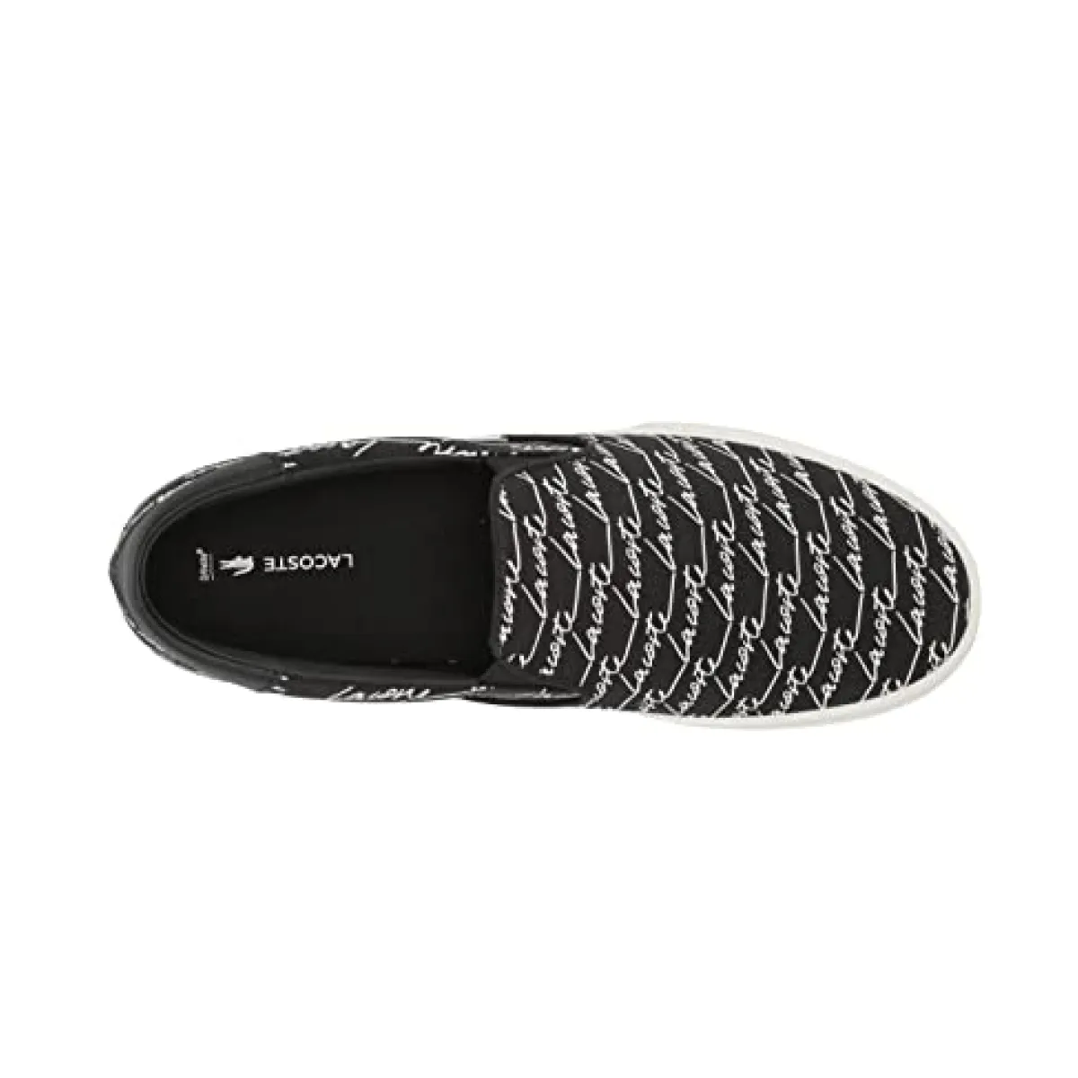 LACOSTE 7-42CMA0041312 Jump Serve Slip Canvas Signature Printed MN'S (Medium) Black/White Textile Lifestyle Shoes