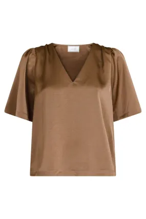 Largo Heavy Sateen Blouse 160108 | Dark Taupe | Bluse fra Neo Noir