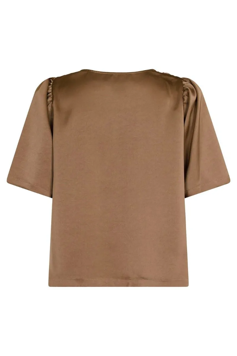 Largo Heavy Sateen Blouse 160108 | Dark Taupe | Bluse fra Neo Noir