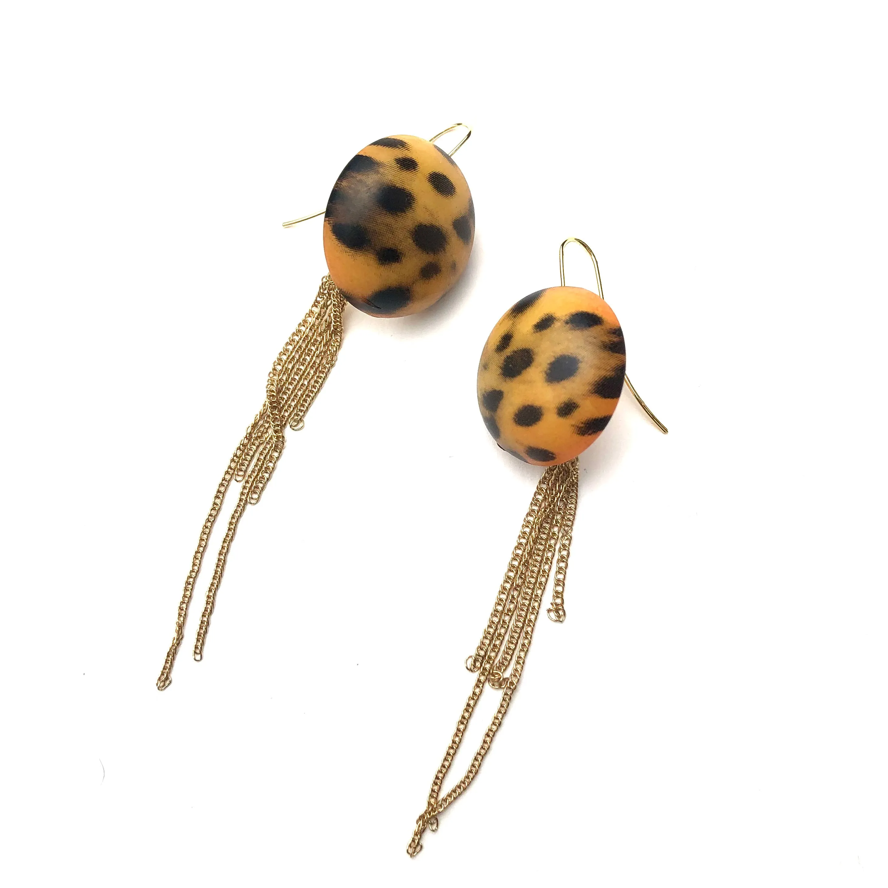 Leopard Chain Fringe Drop Earrings