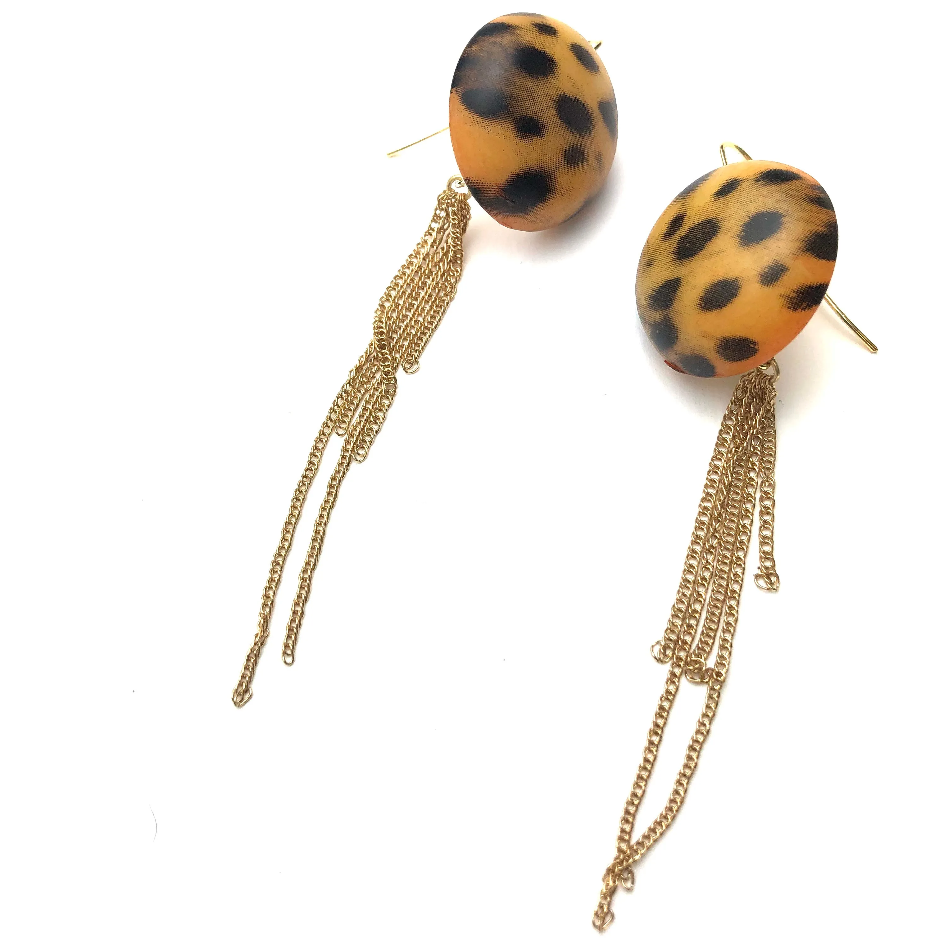 Leopard Chain Fringe Drop Earrings