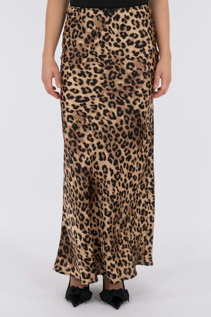 Lola Leo Long Skirt | Leopard | Nederdel fra Neo Noir