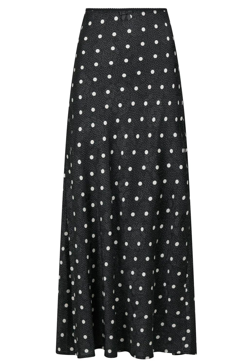 Lola Retro Dot Long Skirt | Black | Nederdel fra Neo Noir