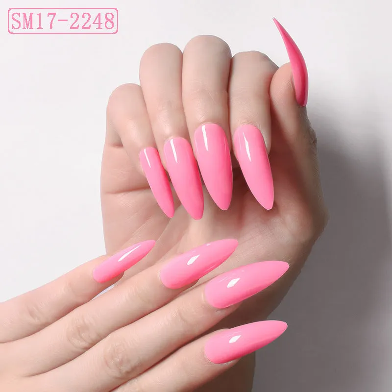 Long Pointed False Nails Solid Color Nails