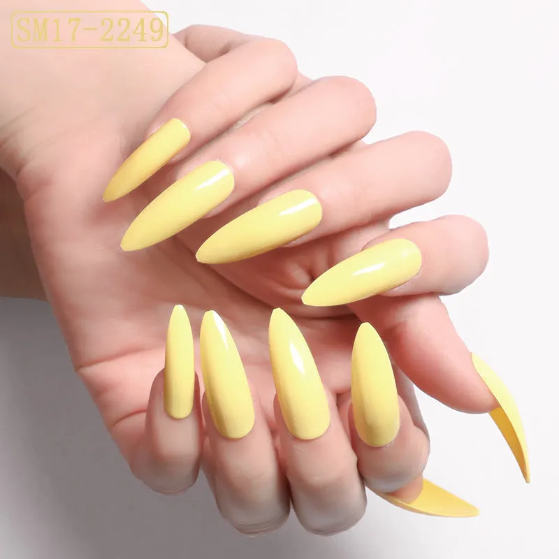 Long Pointed False Nails Solid Color Nails