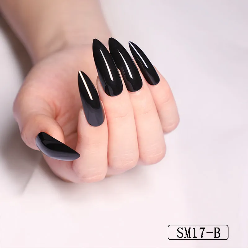 Long Pointed False Nails Solid Color Nails