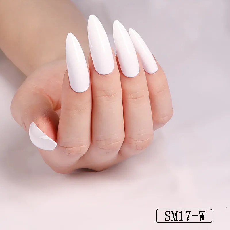 Long Pointed False Nails Solid Color Nails