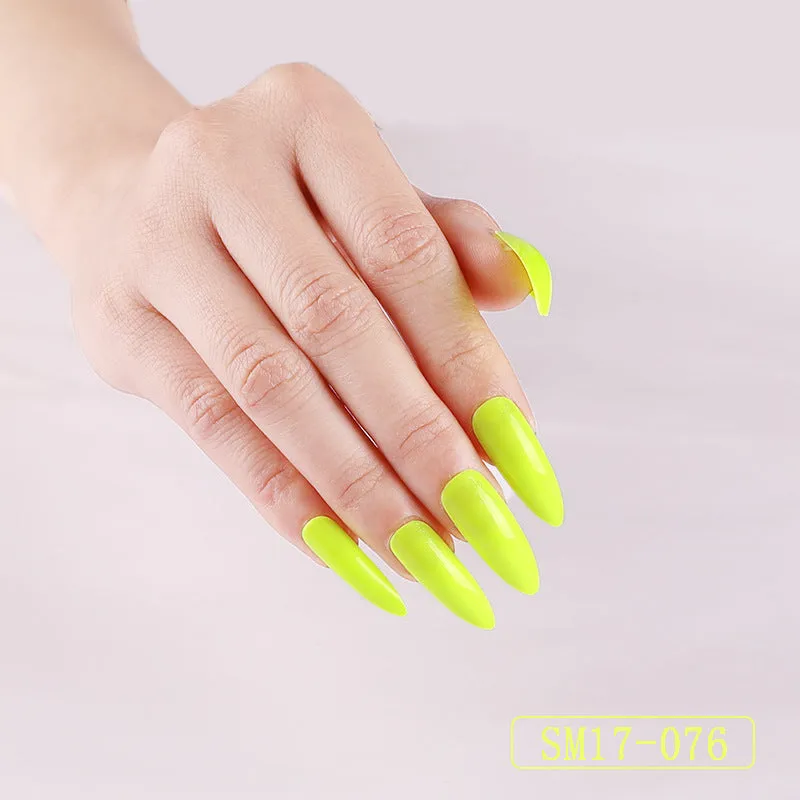 Long Pointed False Nails Solid Color Nails