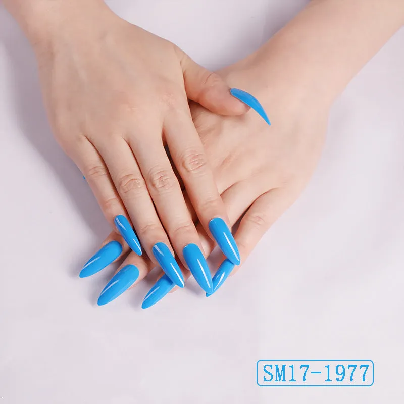 Long Pointed False Nails Solid Color Nails