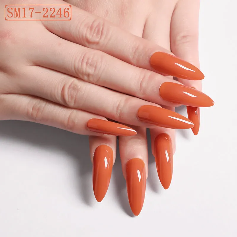 Long Pointed False Nails Solid Color Nails