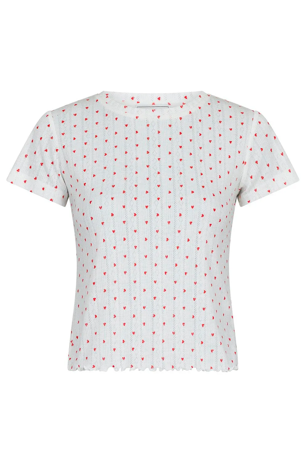 Lonnie Pointelle Heart Top 163045 | White | Bluse fra Neo Noir