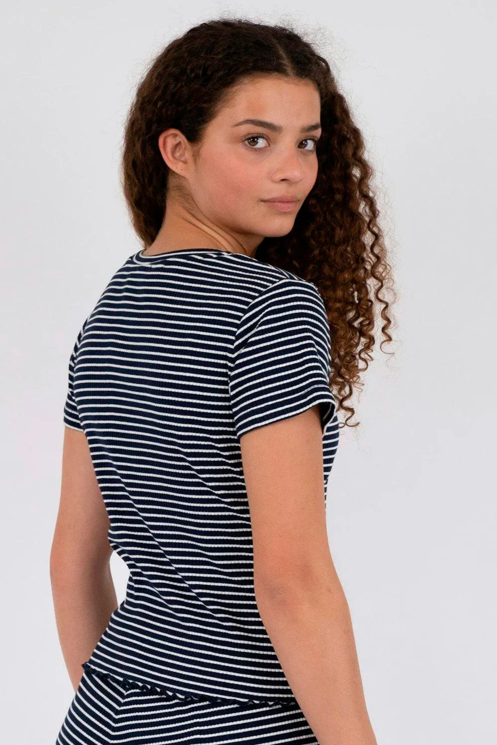 Lonnie Stripe Tee 162882 | Dark Navy | T-Shirt fra Neo Noir