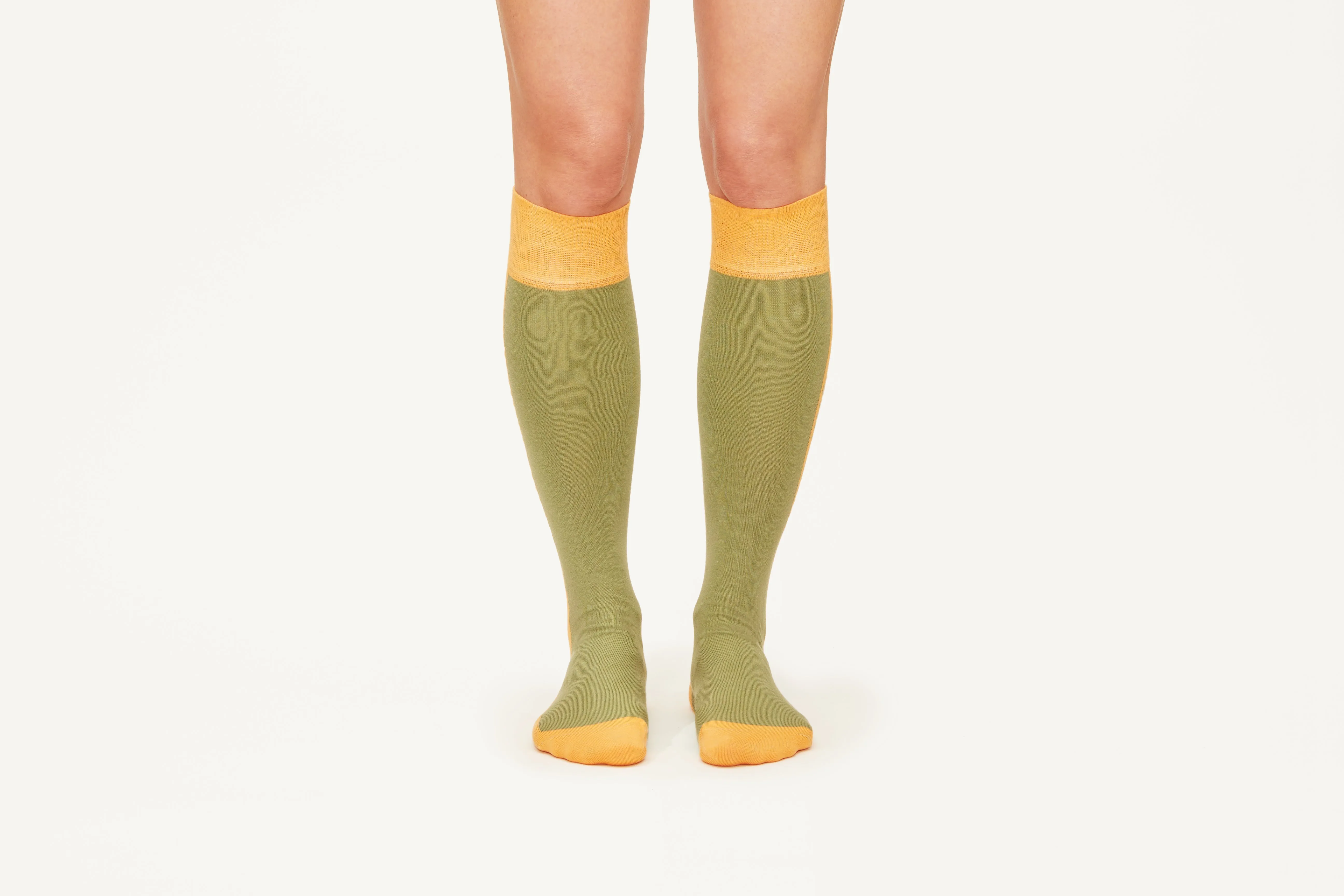 LOVE - By AMARI, Khaki Orange Logo Classic Cotton Blend Socks