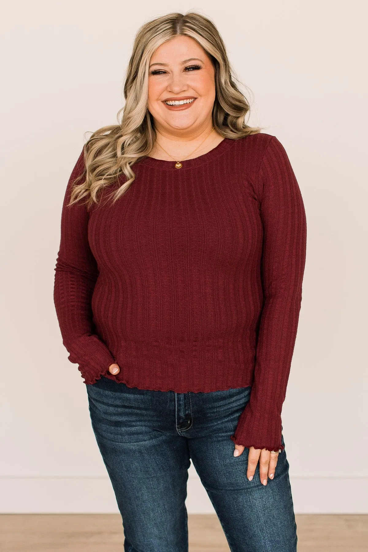 Love Endures Knit Top- Dark Burgundy