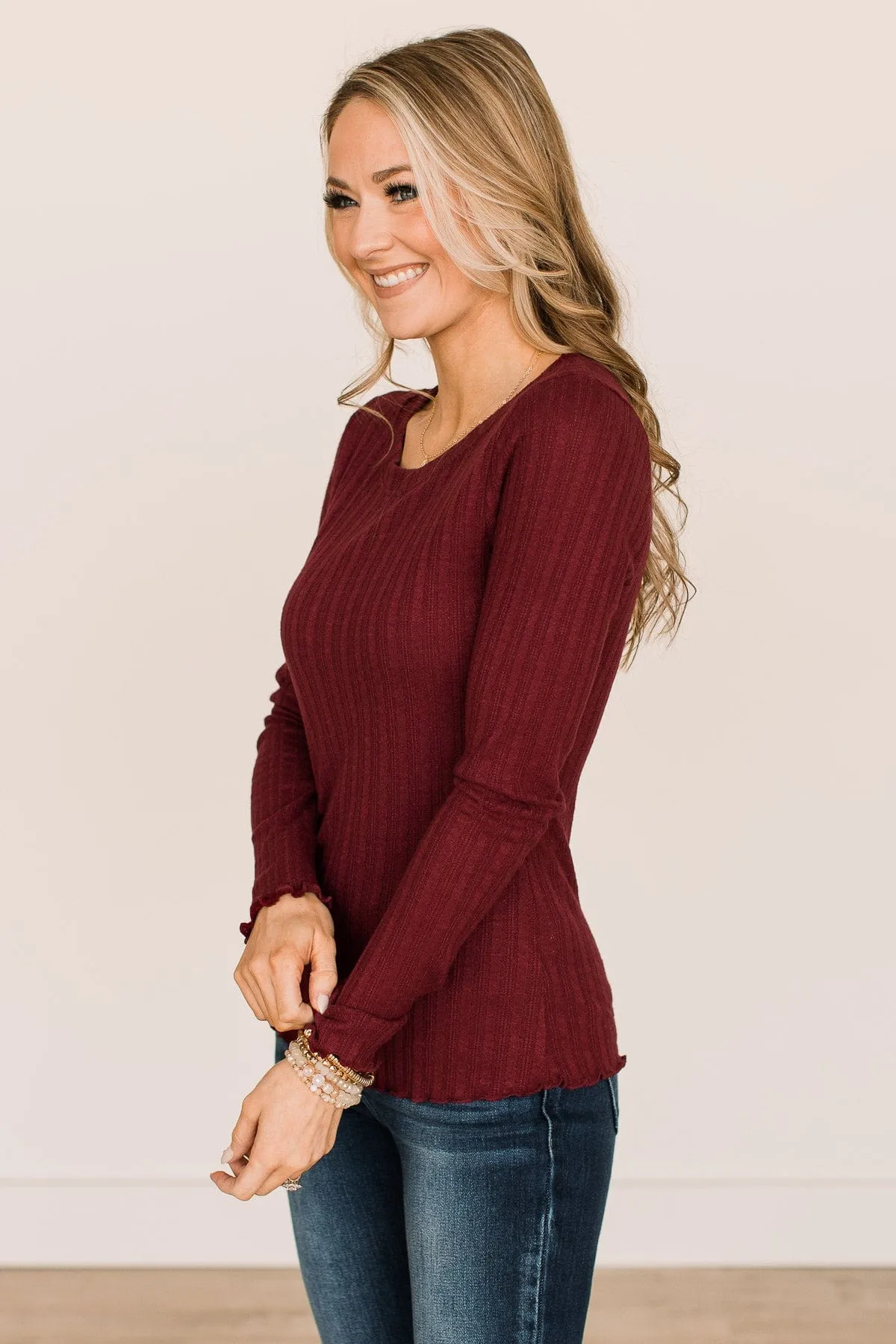 Love Endures Knit Top- Dark Burgundy