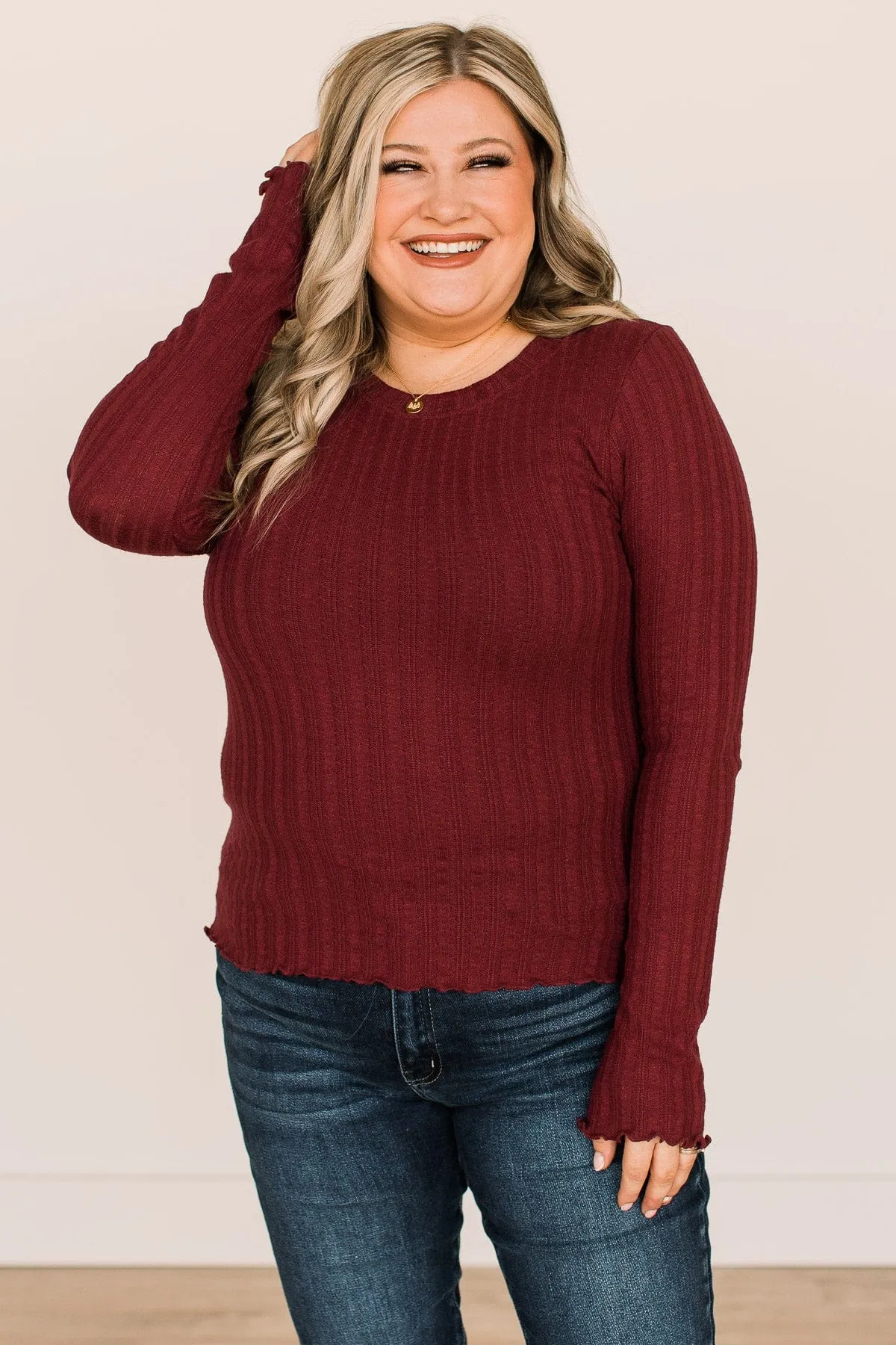 Love Endures Knit Top- Dark Burgundy