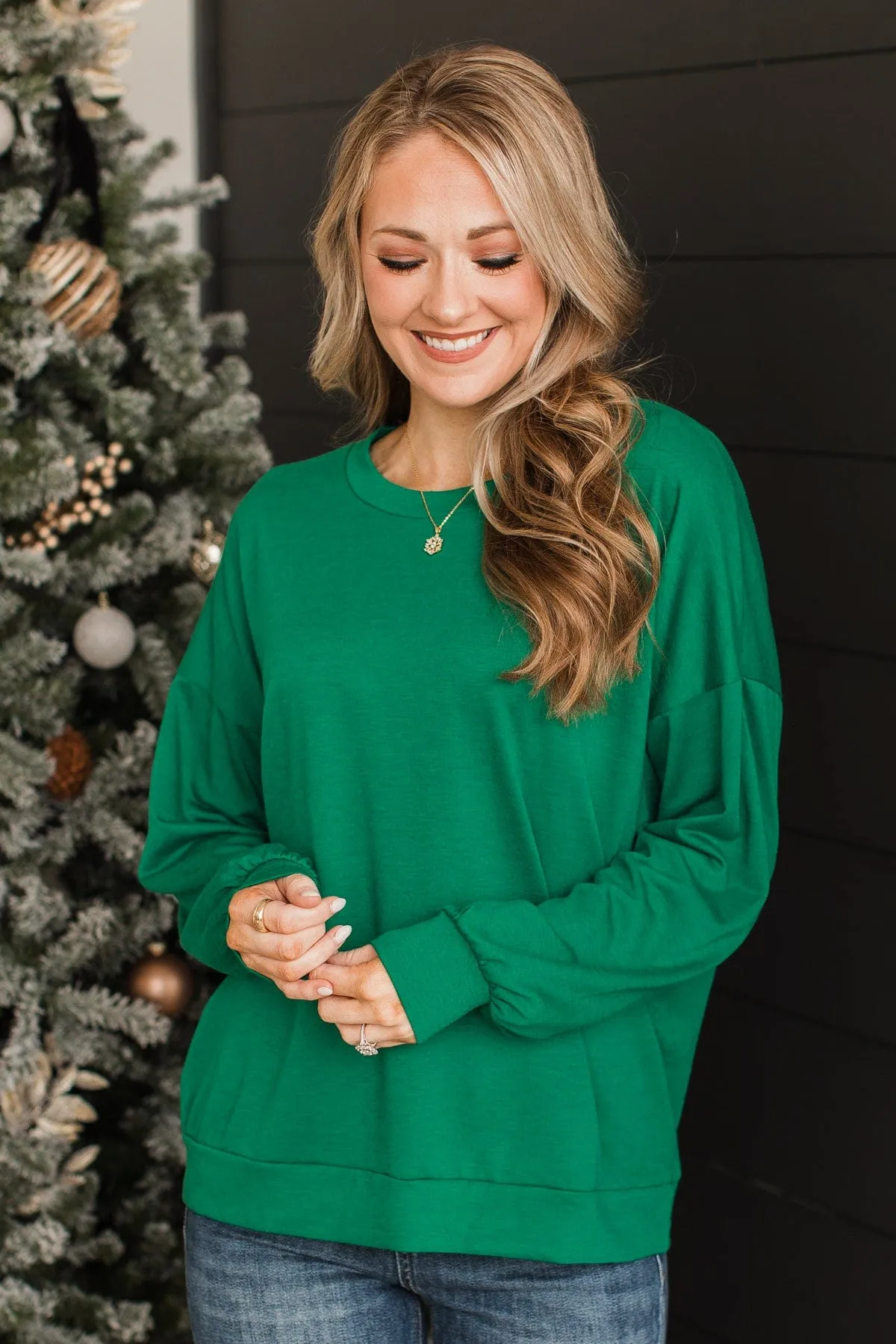 Loving Memories Knit Top- Kelly Green