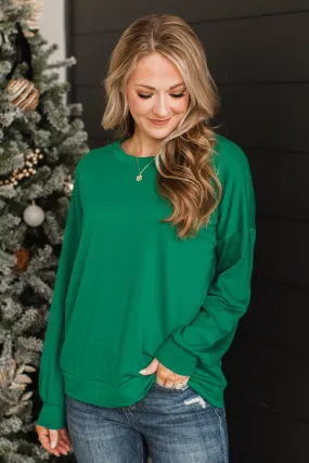 Loving Memories Knit Top- Kelly Green