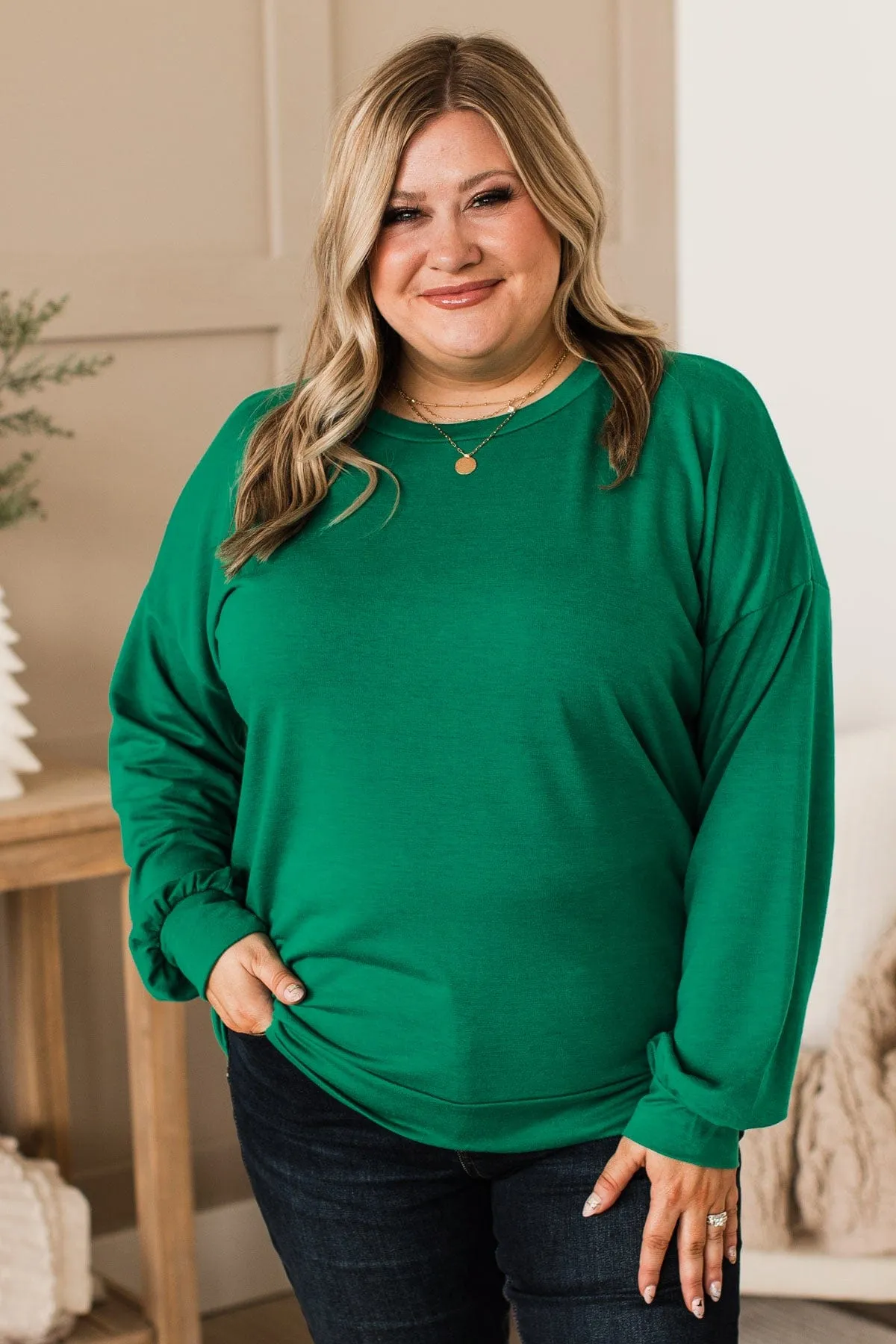 Loving Memories Knit Top- Kelly Green