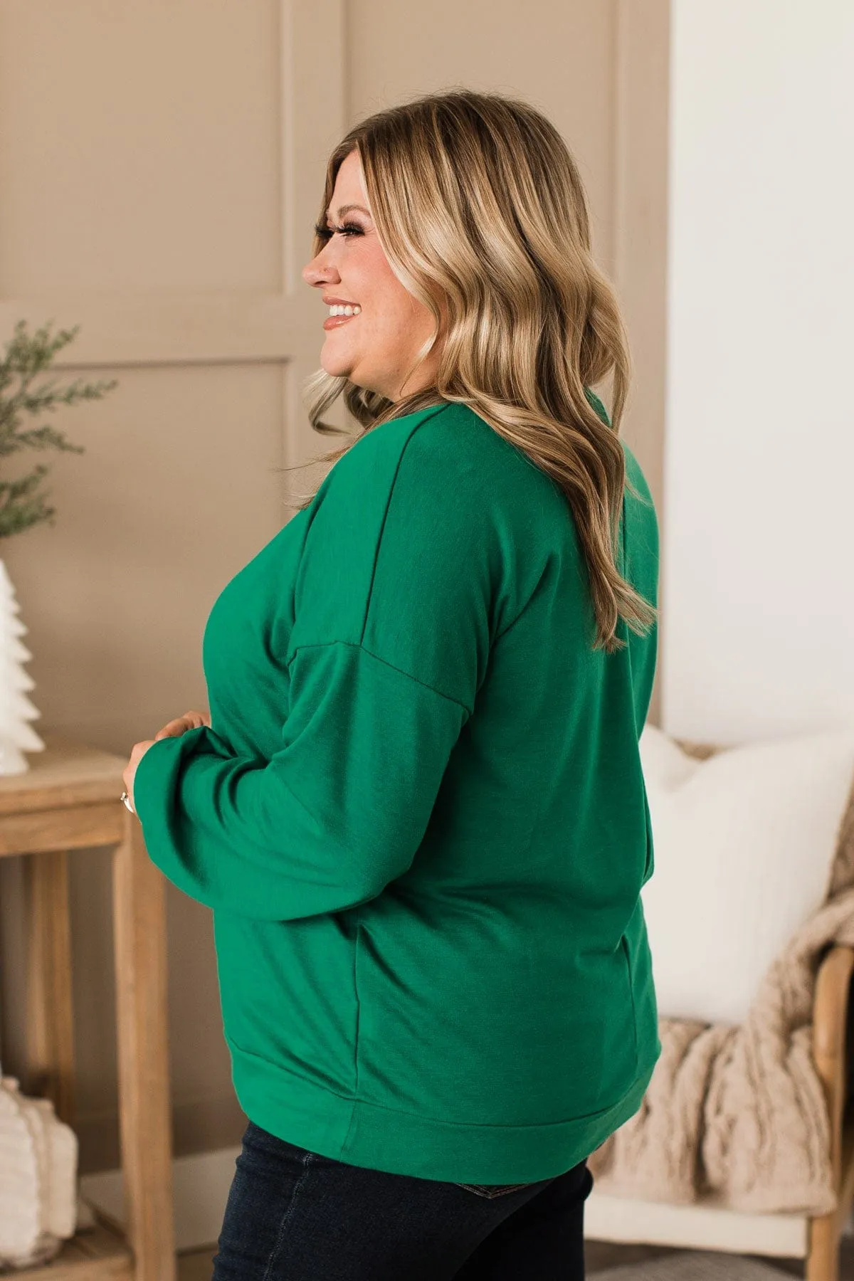 Loving Memories Knit Top- Kelly Green