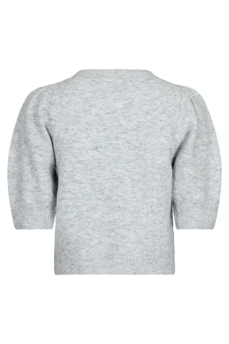 Maia Pearl Knit Tee | Light Grey Melange | Strik fra Neo Noir