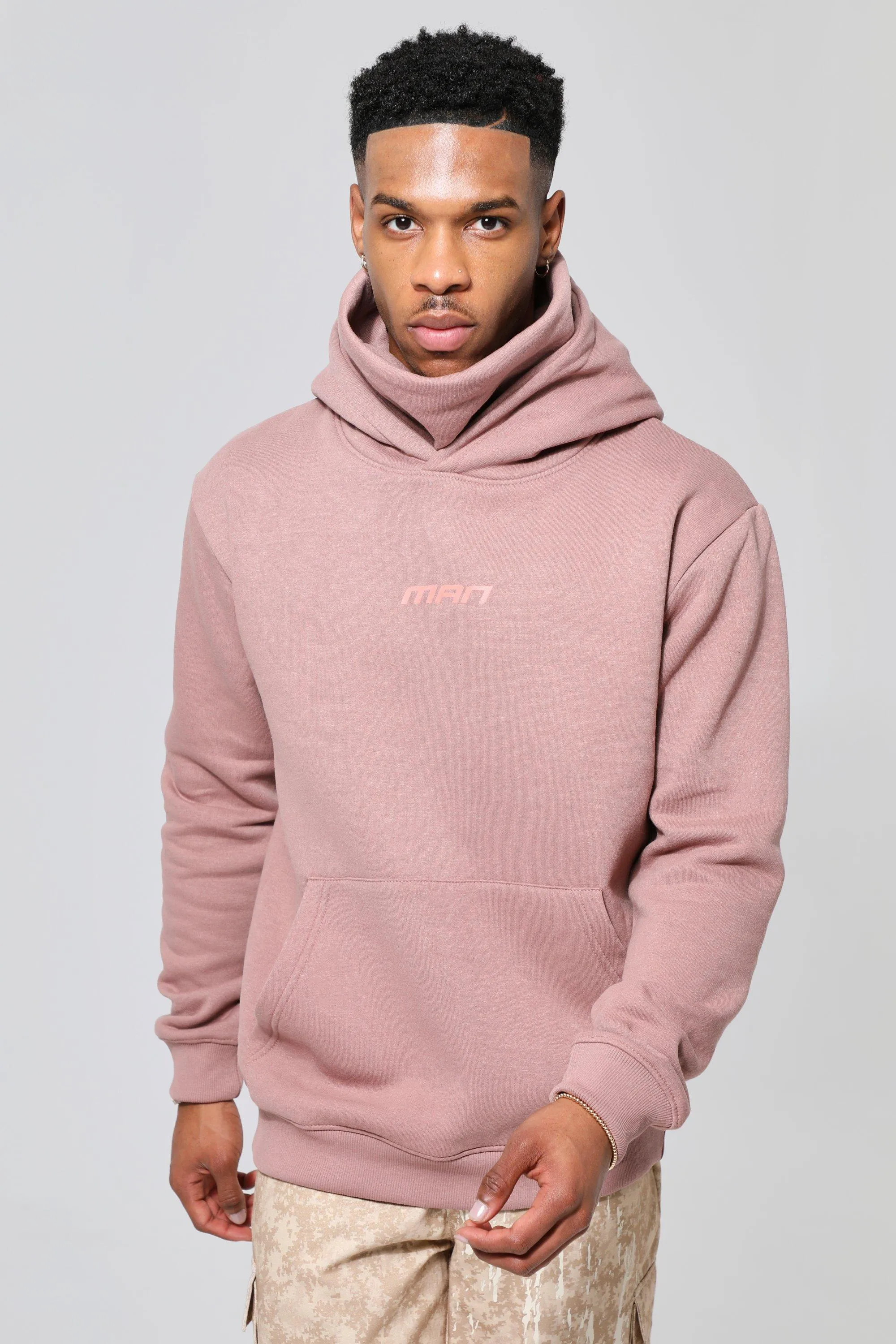 Man Graphic Hoodie With Snood