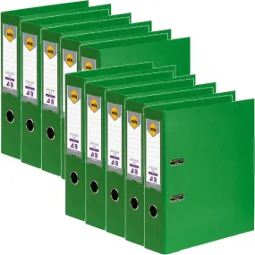 Marbig Lever Arch File Folder Foolscap 75mm Green 10 Pack