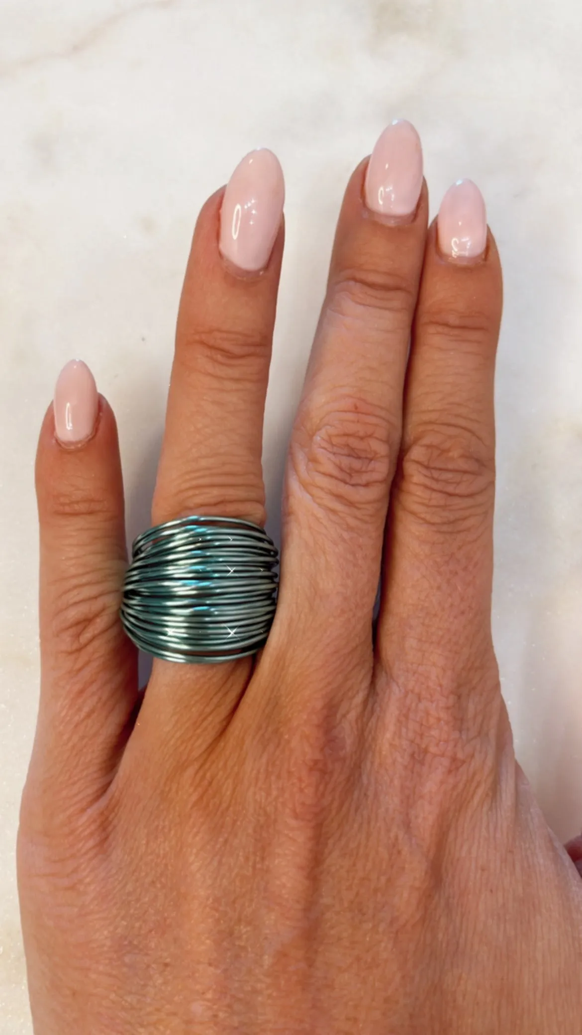 Marcia Wire Wrap Ring in Teal