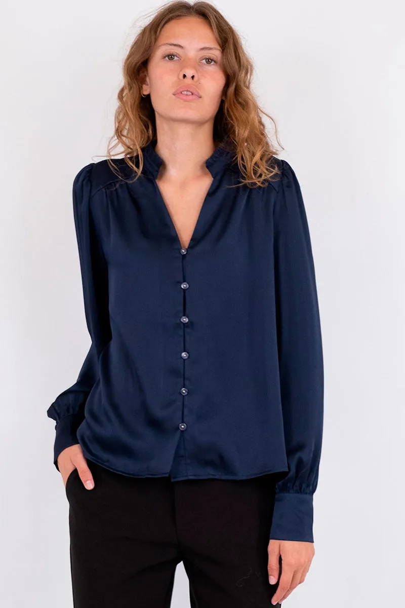 Massima Drapy Satin Blouse | Bluse fra Neo Noir