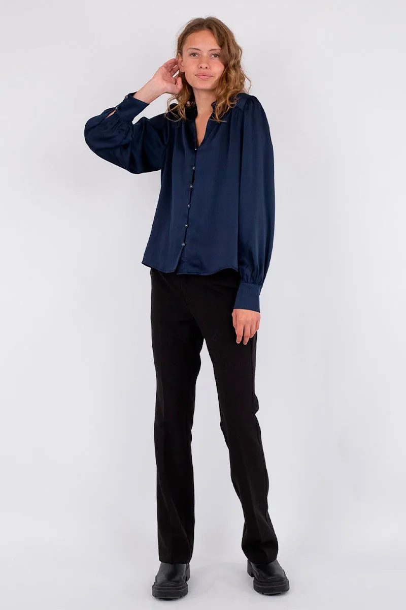 Massima Drapy Satin Blouse | Bluse fra Neo Noir