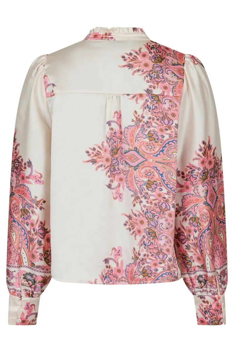 Massima Paisley Border Blouse | Light Pink | Bluse fra Neo Noir