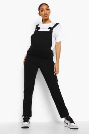 Maternity Black Tie Strap Overalls