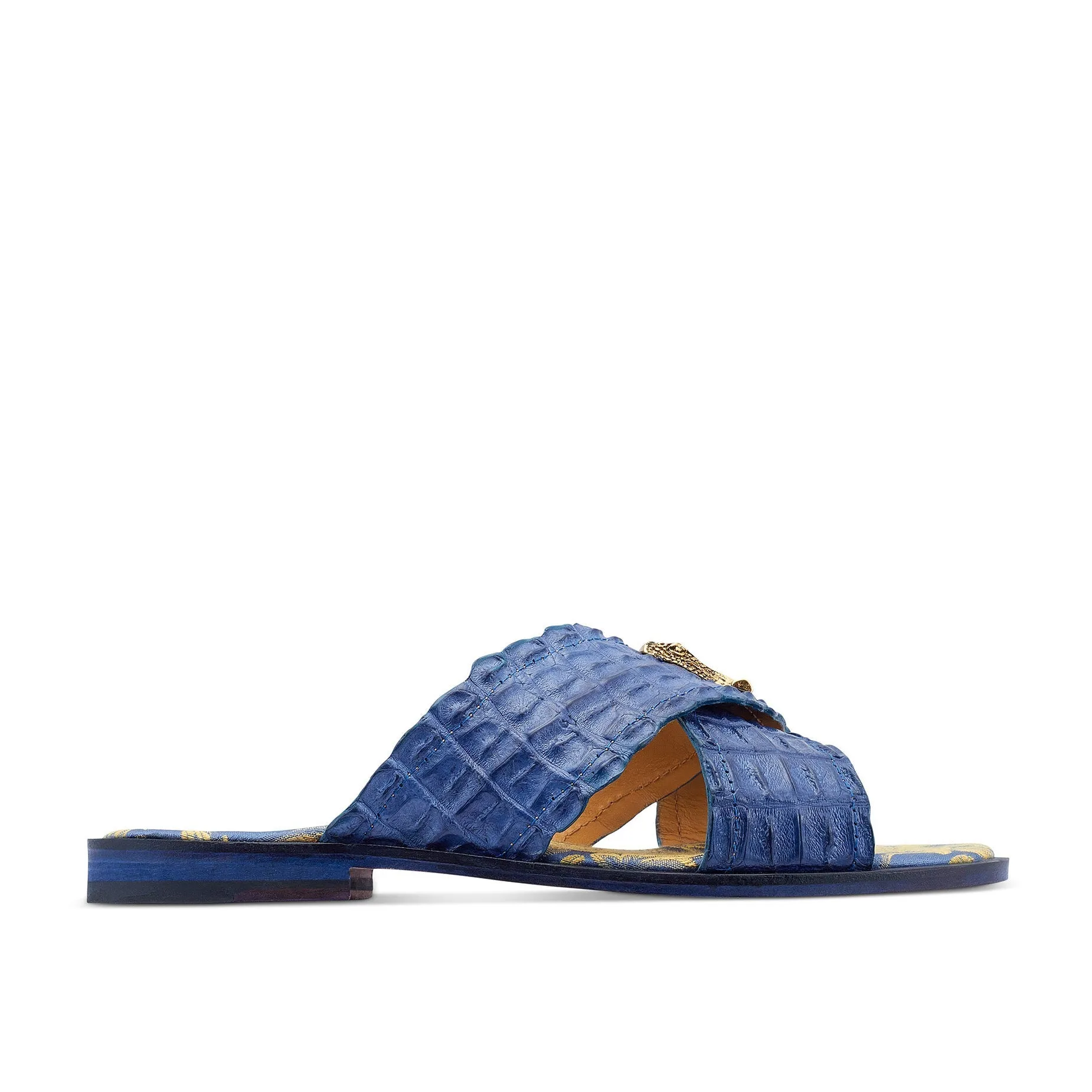 Mauri 5134 Coral Men's Shoes Caribbean Blue Exotic Hornback Slip-On Sandals (MA5440)