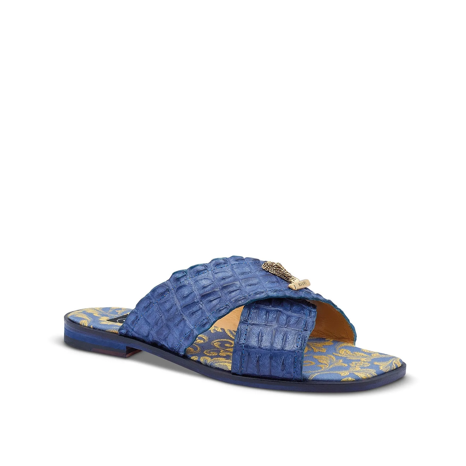 Mauri 5134 Coral Men's Shoes Caribbean Blue Exotic Hornback Slip-On Sandals (MA5440)