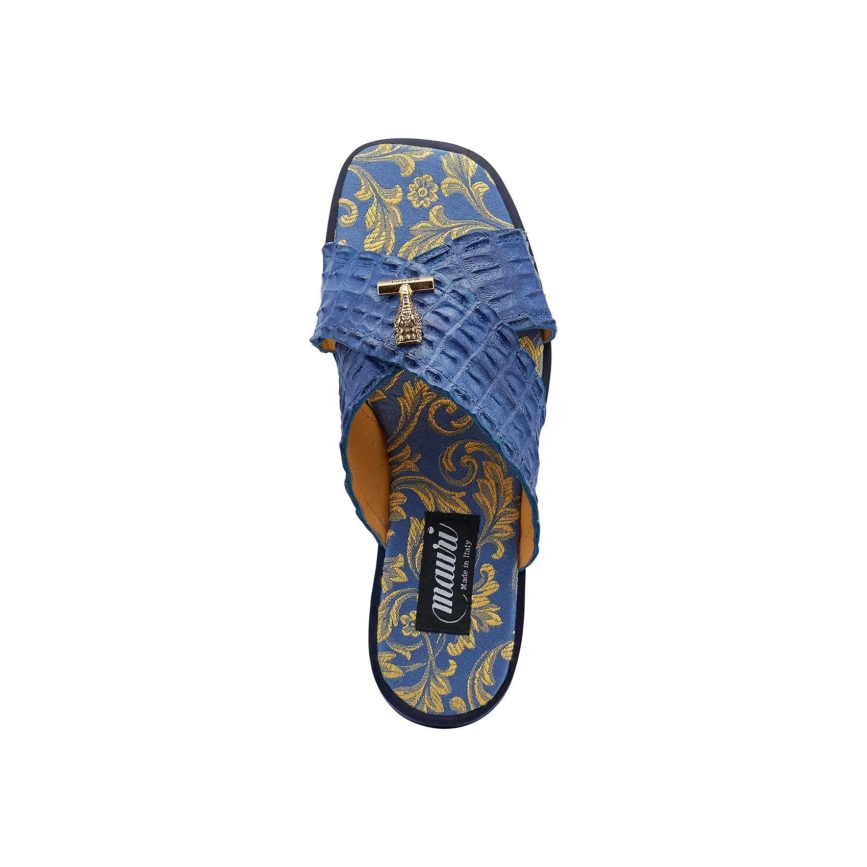 Mauri 5134 Coral Men's Shoes Caribbean Blue Exotic Hornback Slip-On Sandals (MA5440)