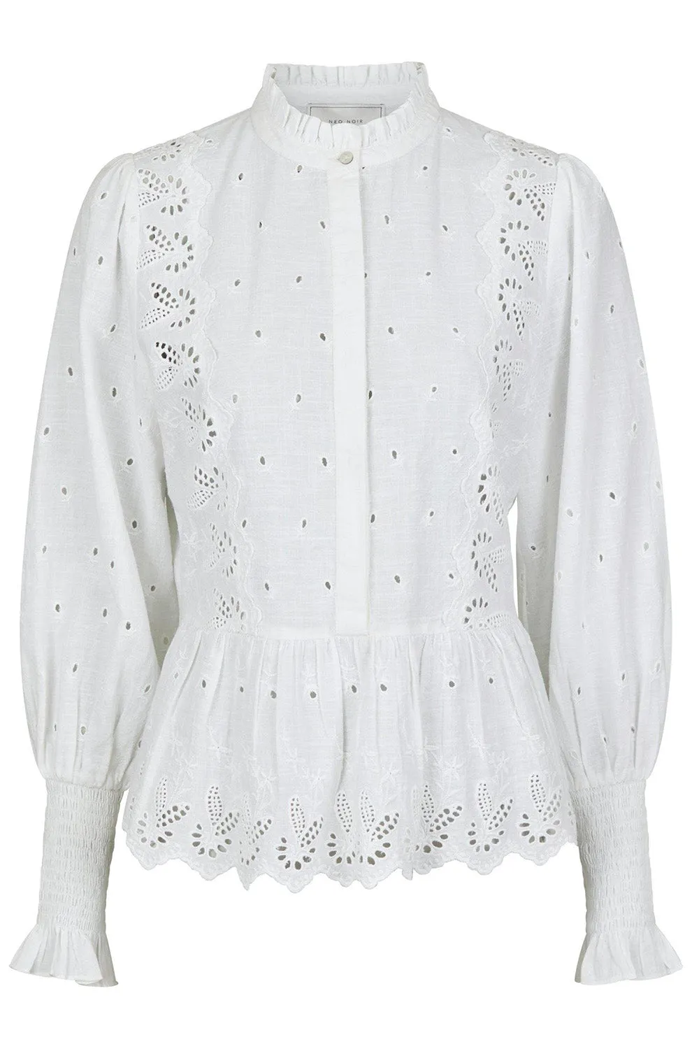 Maviana Emb Blouse | White | Bluse fra Neo Noir