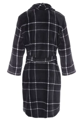 Mens Black Check Shawl Collar Dressing Gown