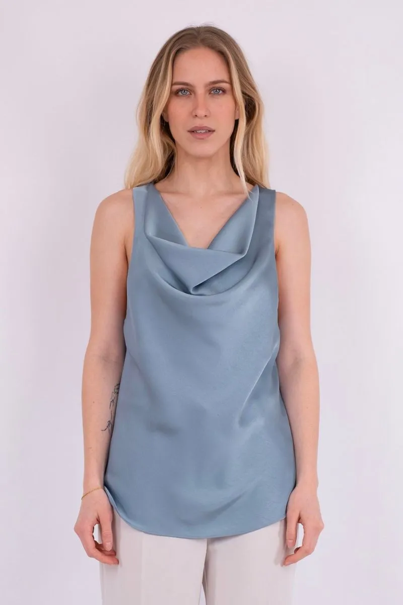 Merle Heavy Sateen Top | Dove Blue | Top fra Neo Noir