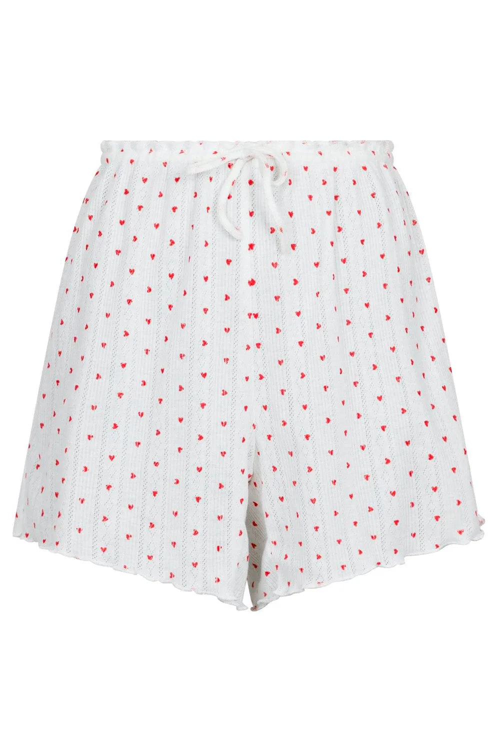 Merritt Pointelle Heart Shorts 163044 | White | Shorts fra Neo Noir