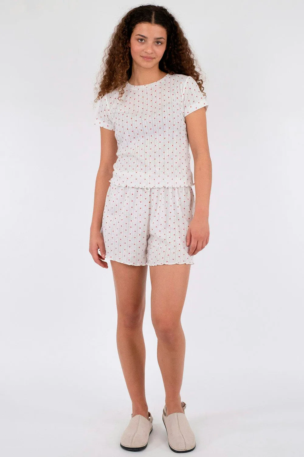 Merritt Pointelle Heart Shorts 163044 | White | Shorts fra Neo Noir